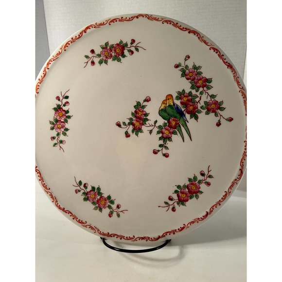 Vintage Lovebirds by Japan 11" Cake Plate - Picture 1 of 5